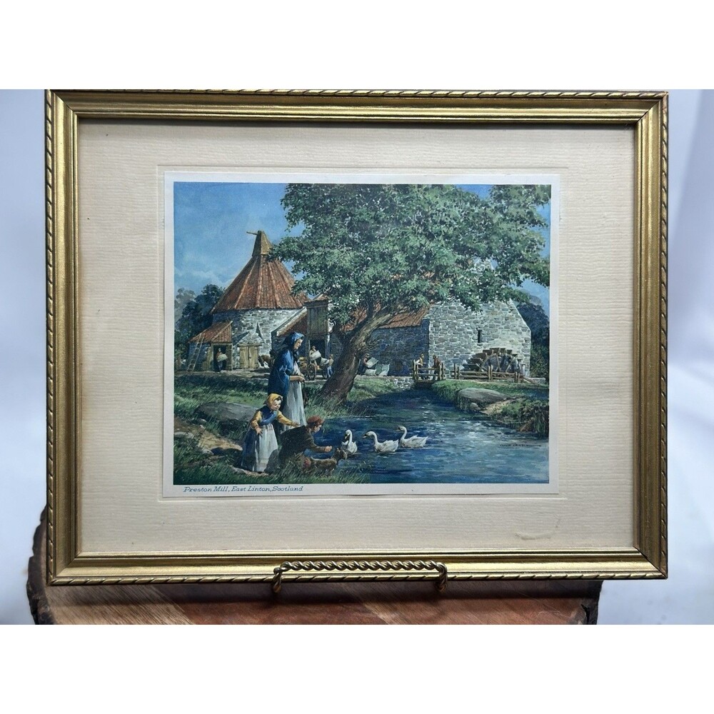 Original Painting Preston Mill East Linton, Scotland Signed Framed Matted